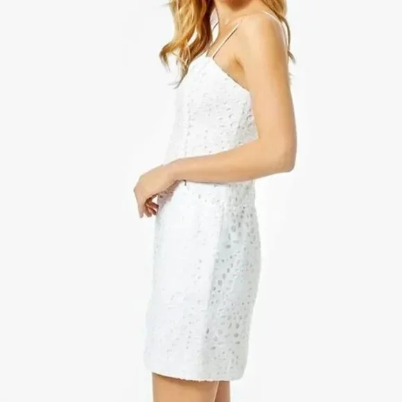 Lilly Pulitzer Shelli Dress Resort White Large Petal Eyelet